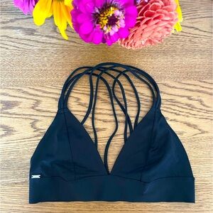 PINK black strappy brawlet size S